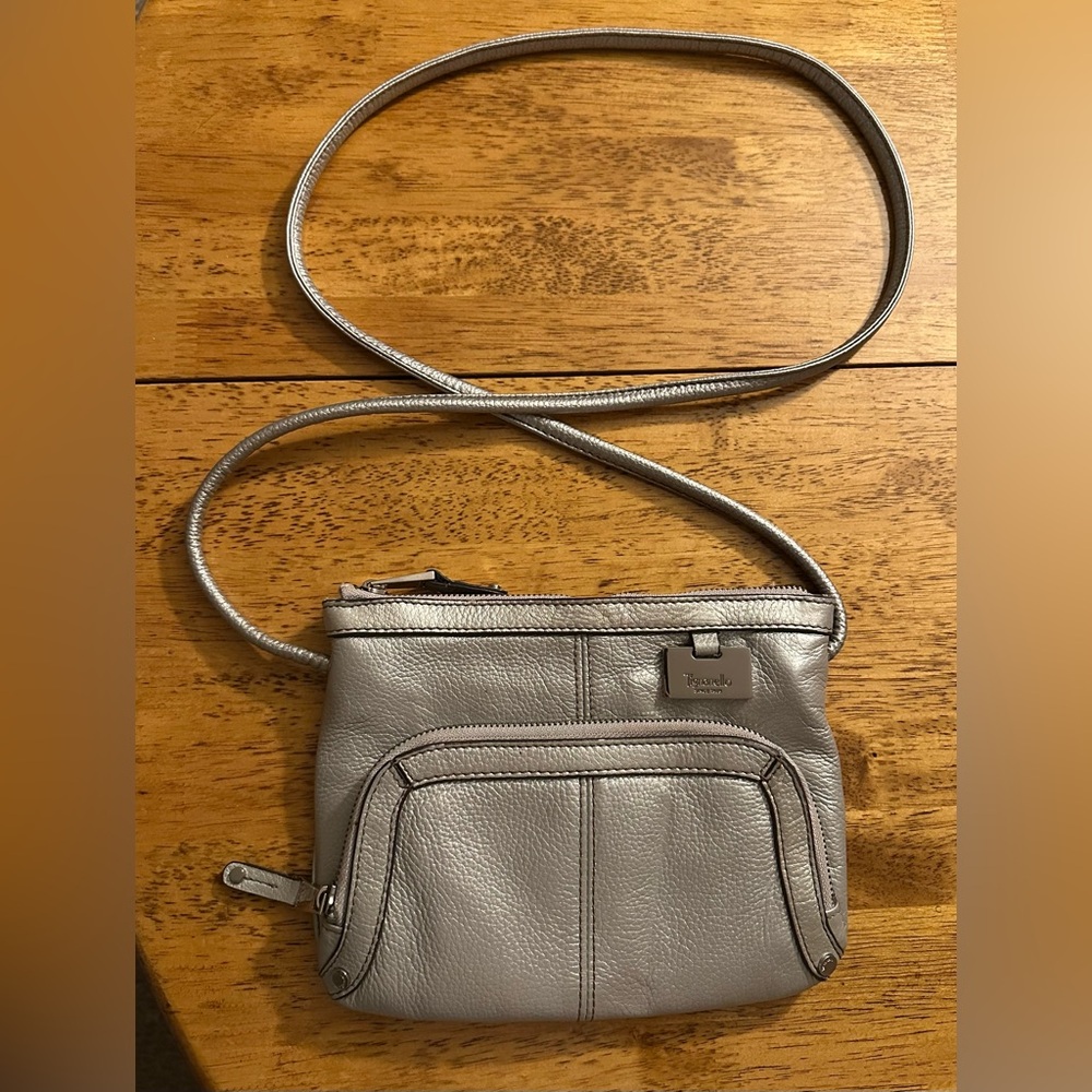 Tignanello metallic silver leather crossbody bag